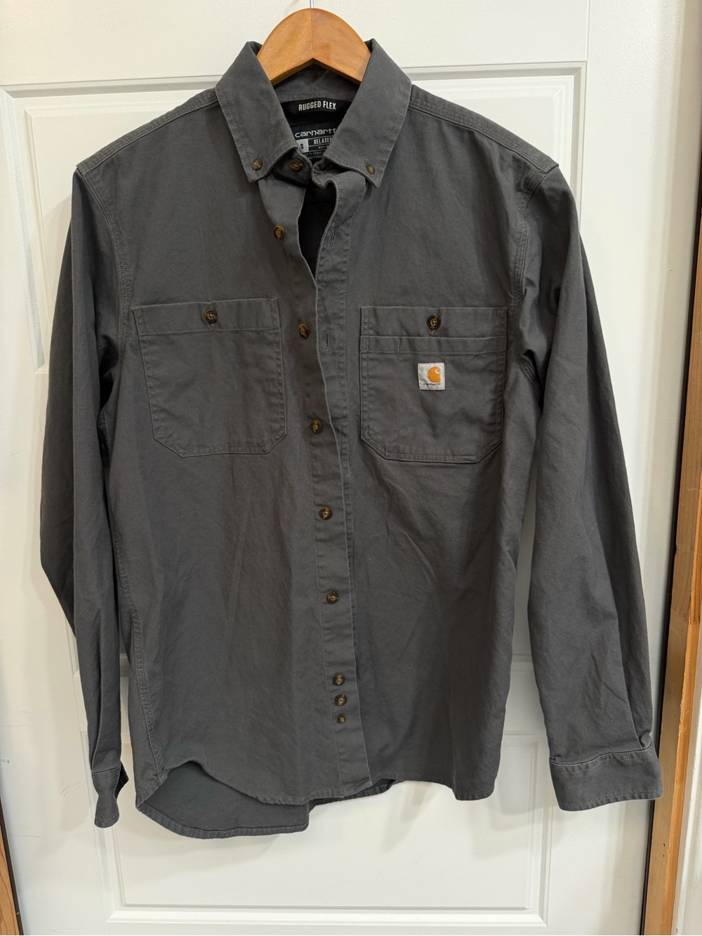Carhartt Men's Dark Gray Button-Down Rugged Flex Work Shirt